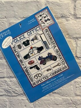 NWT Deadstock Candamar Designs police officer cross stitch kit